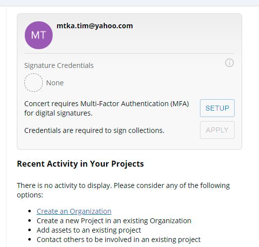 The first step is to create your Organization